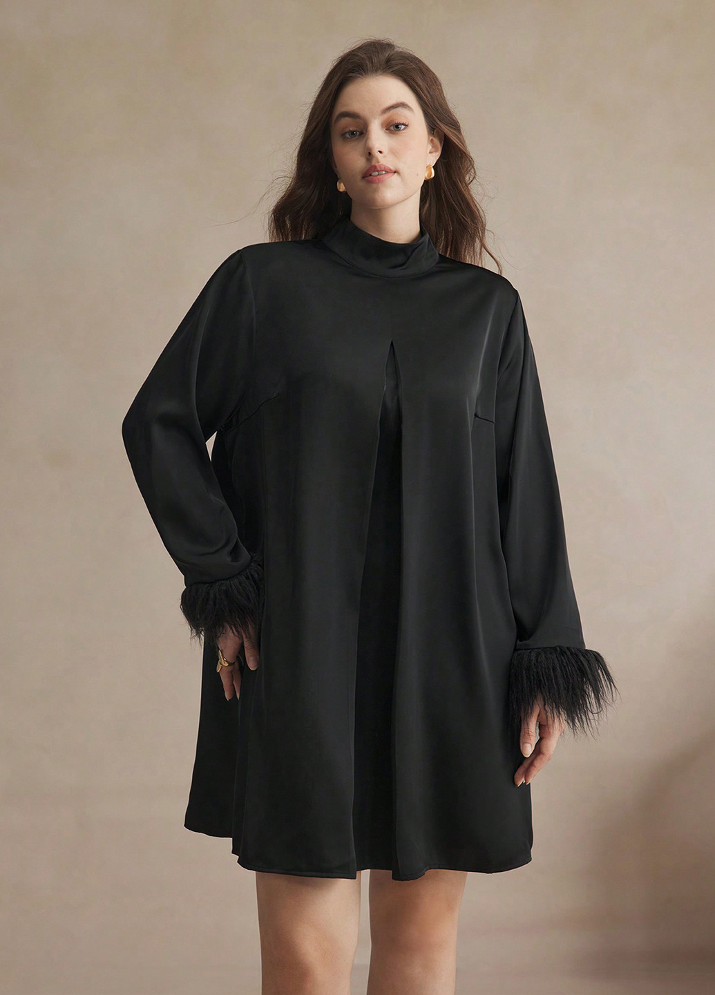 Черное коктейльное платье SHEIN однотонное