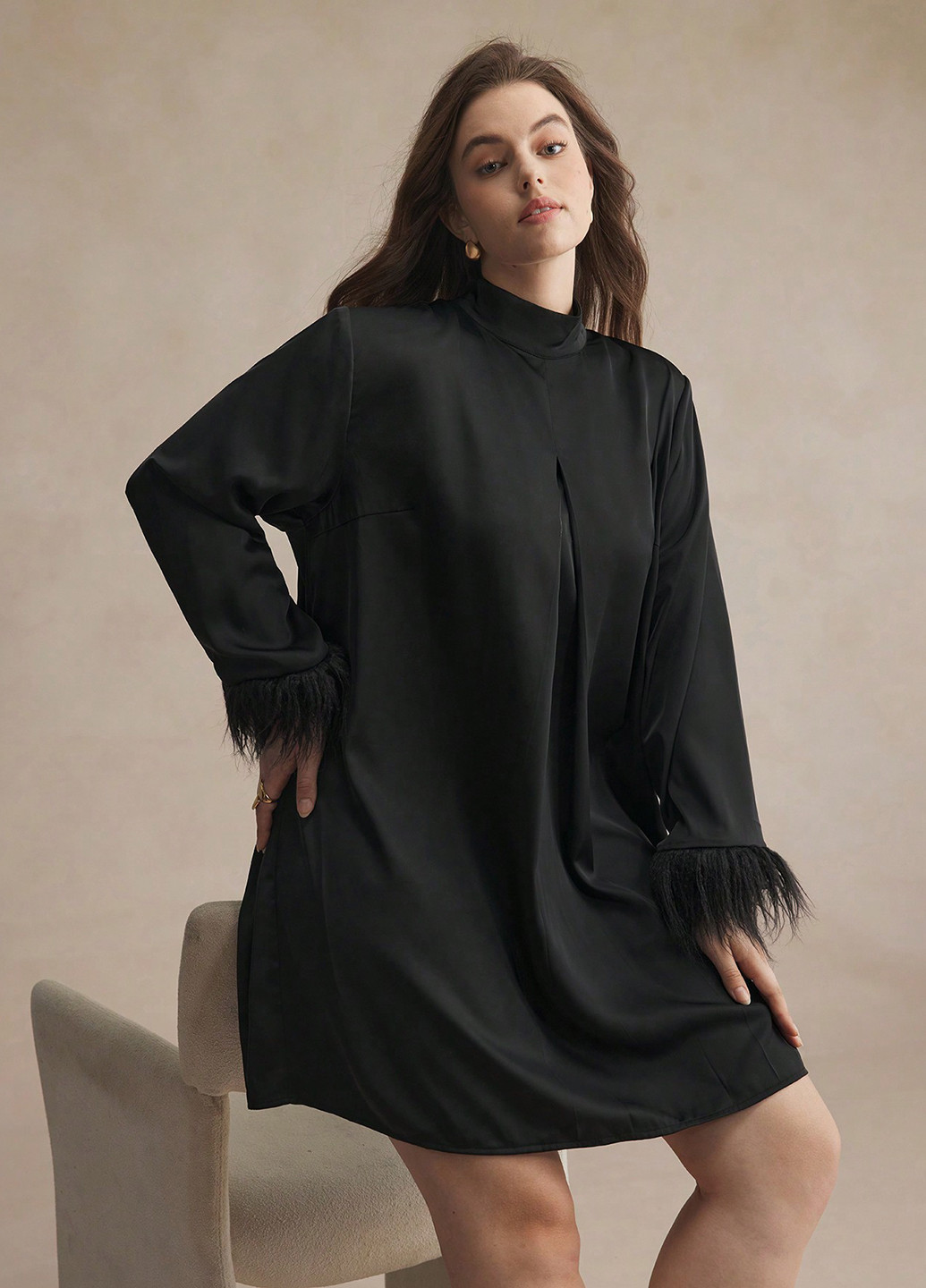 Черное коктейльное платье SHEIN однотонное