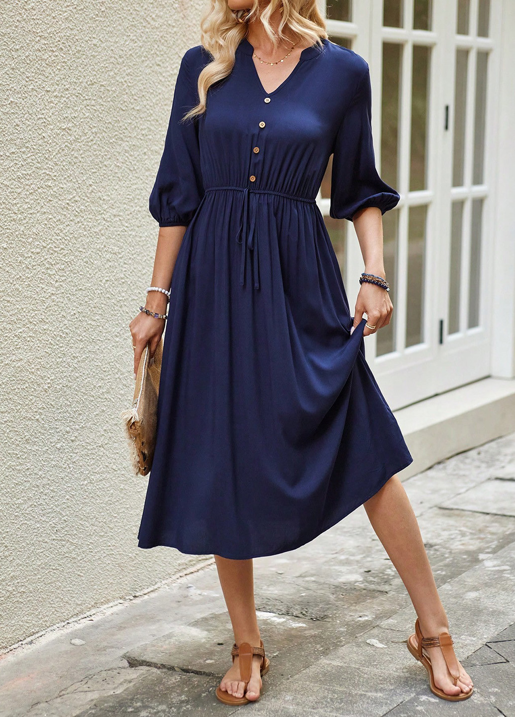 Темно-синя кежуал сукня Emery Rose однотонна