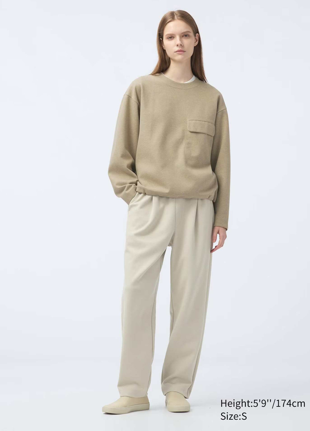 Бежевый свитшот Uniqlo меланж без декора (324631971)