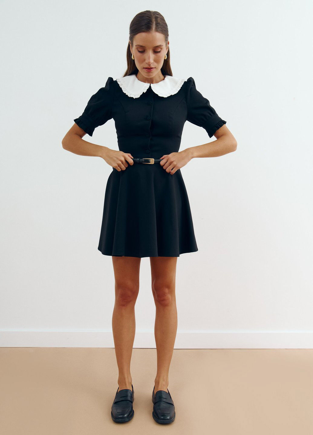 Чорна кежуал сукня кльош Gepur однотонна