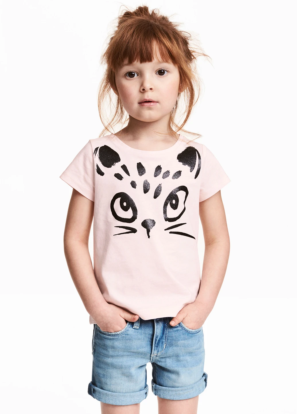 Розовая летняя футболка H&M