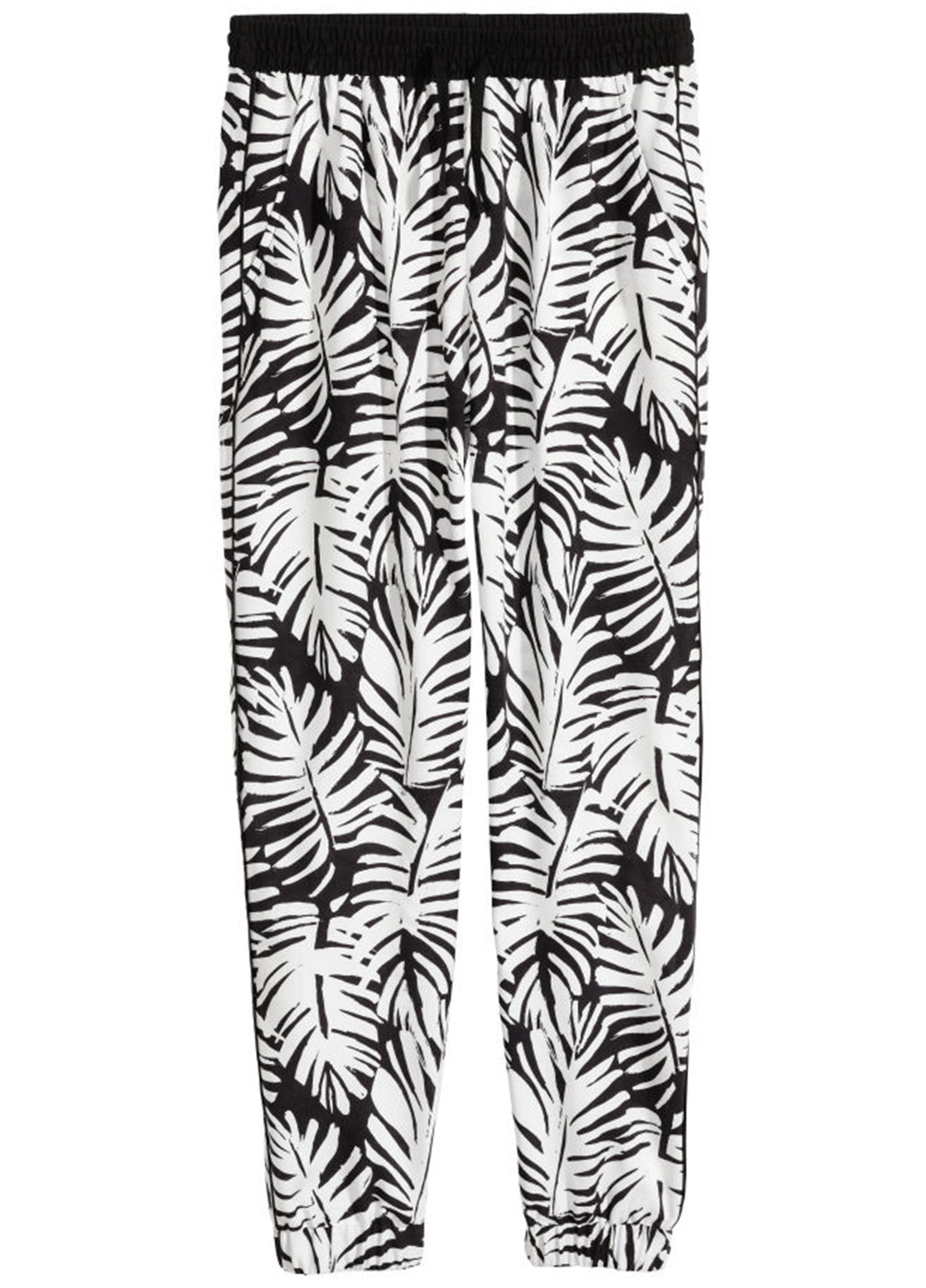 Черно-белые кэжуал летние зауженные брюки H&M