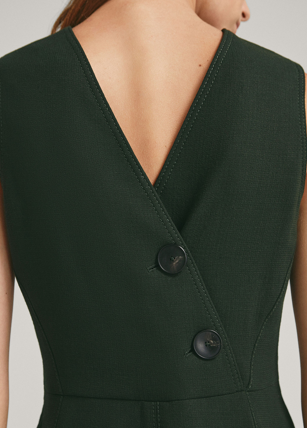 Темно-зеленое кэжуал платье футляр Massimo Dutti однотонное