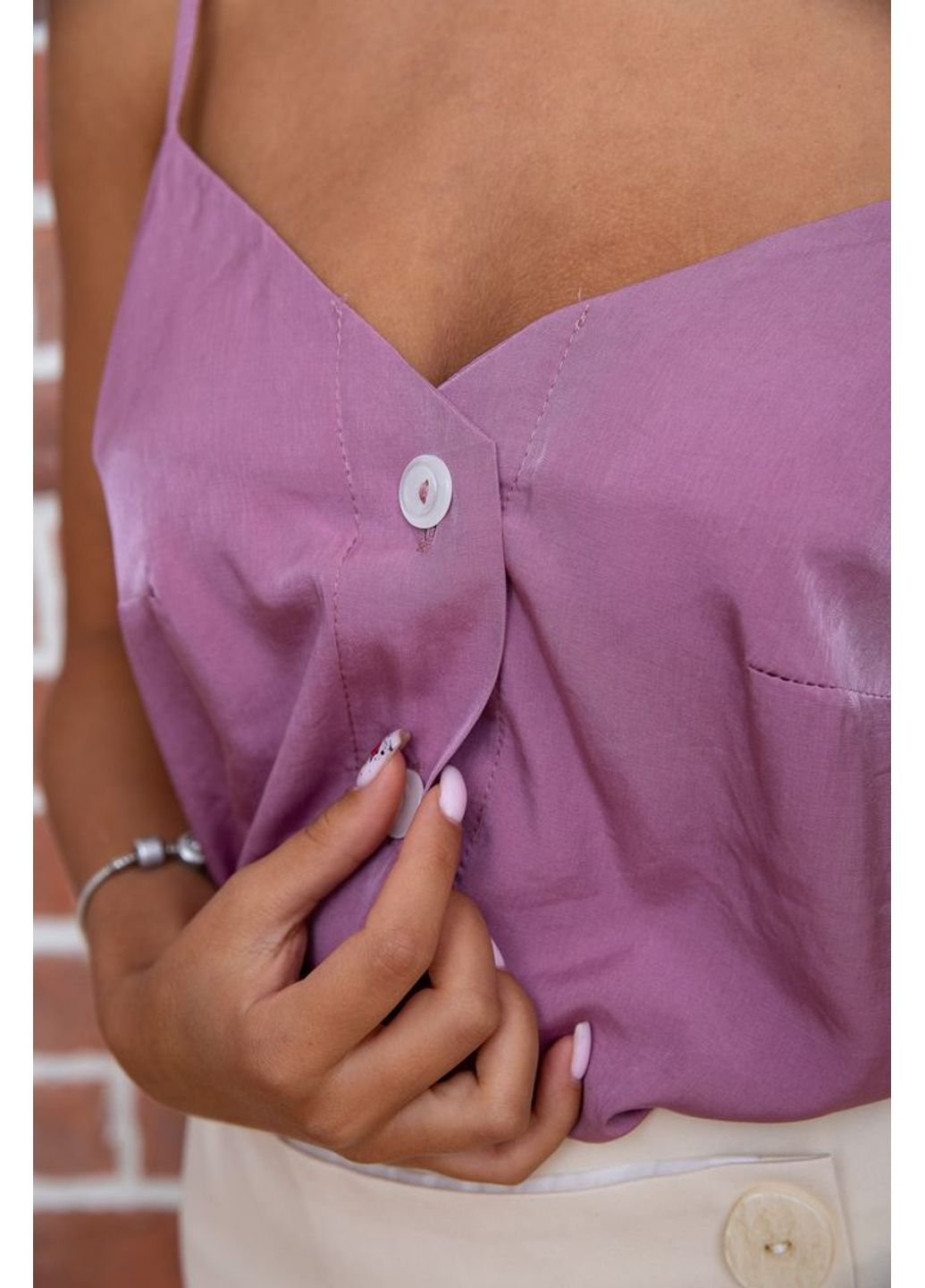 Темно-розовая летняя блуза на бретелях 102r215 Ager