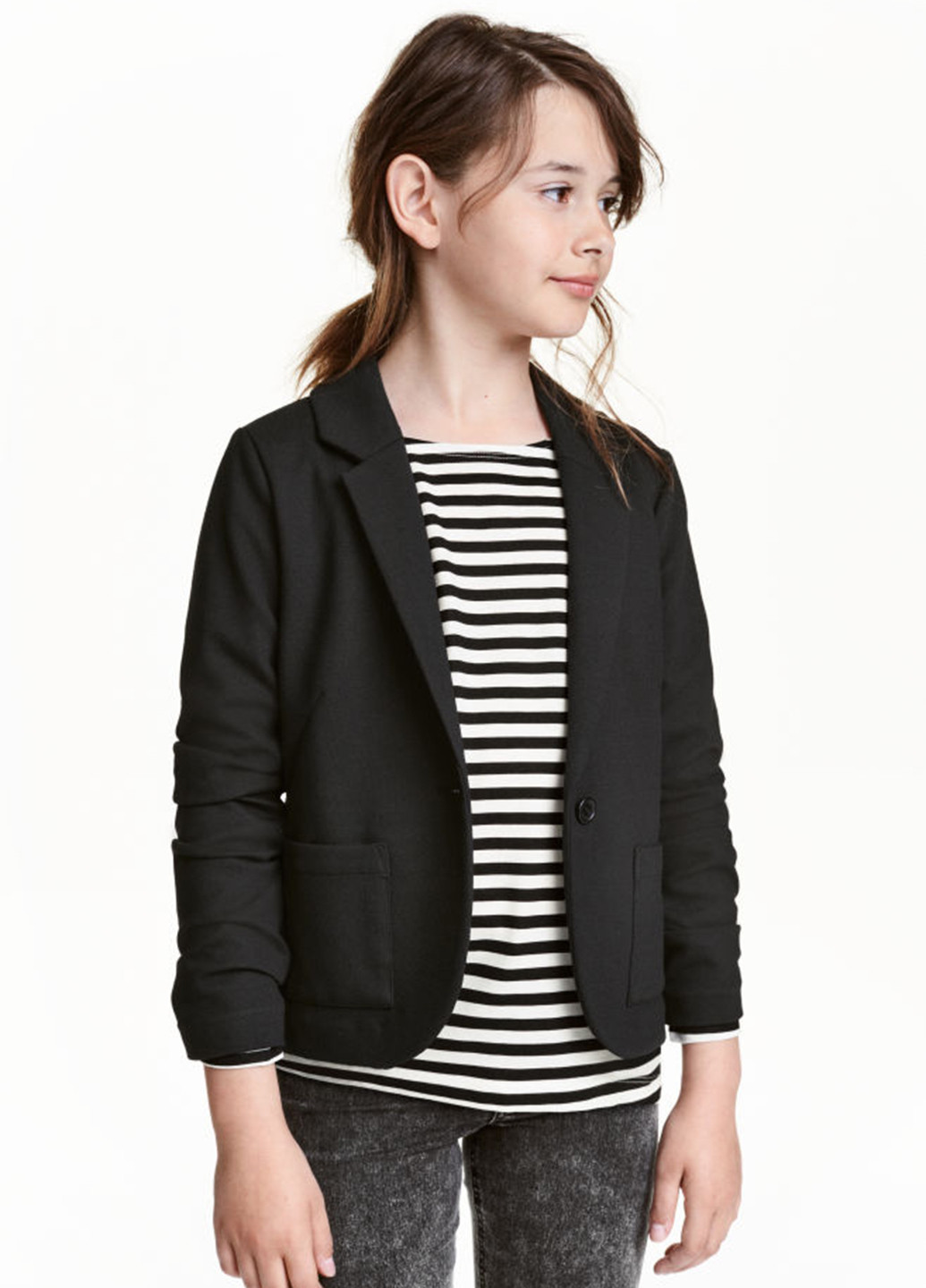 Пиджак H&M з довгим рукавом однотонний чорний кежуал