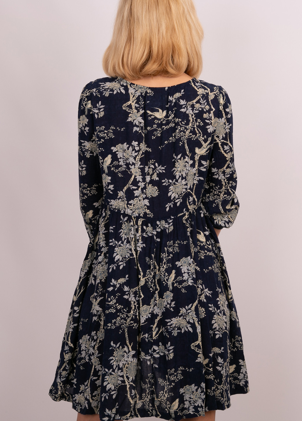 Темно-синее кэжуал платье а-силуэт Ralph Lauren с цветочным принтом