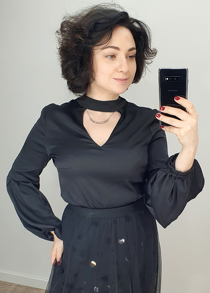 Черная демисезонная блузка женская черная TRG