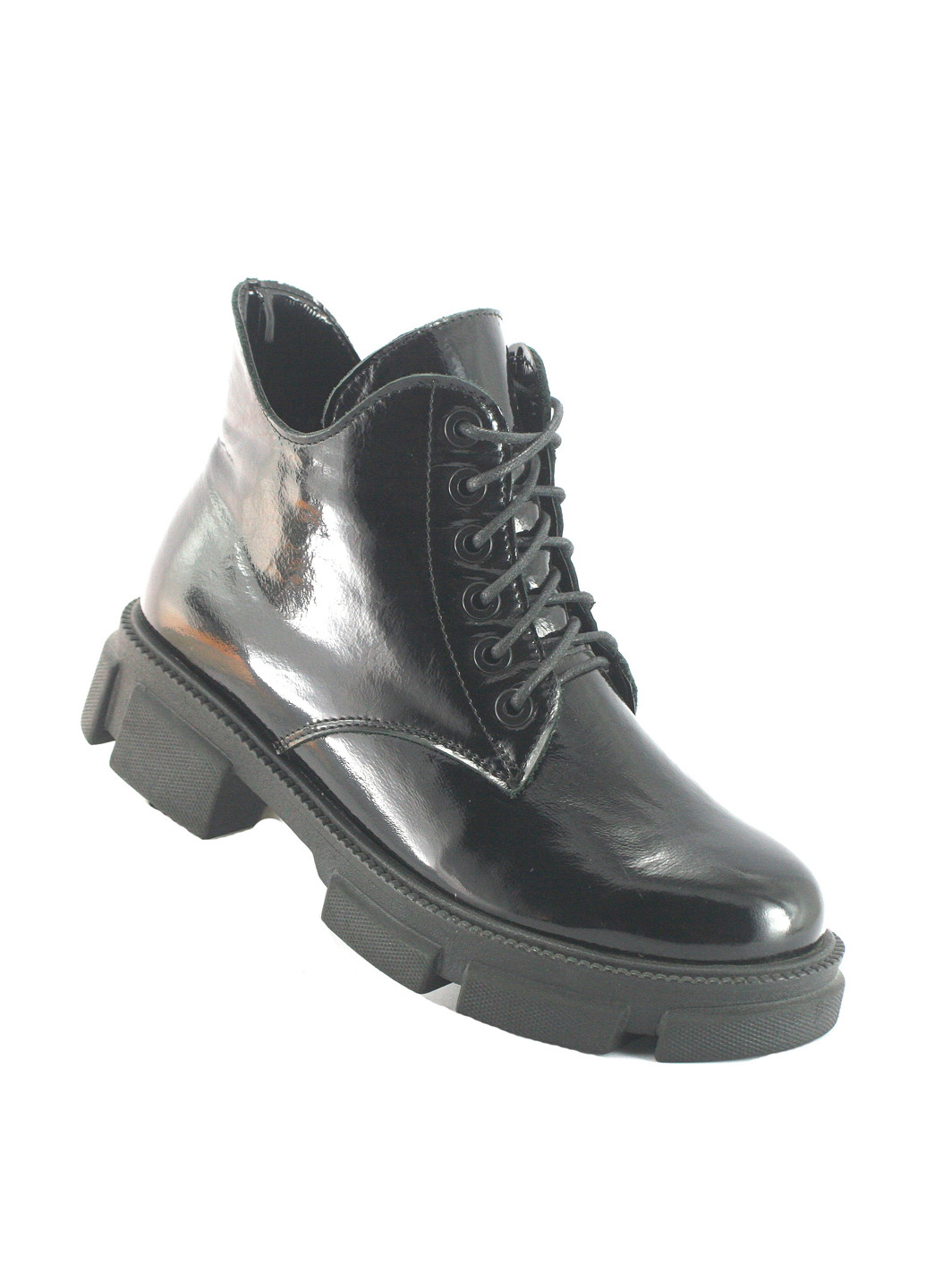 Осенние ботинки Mila лаковые, со шнуровкой