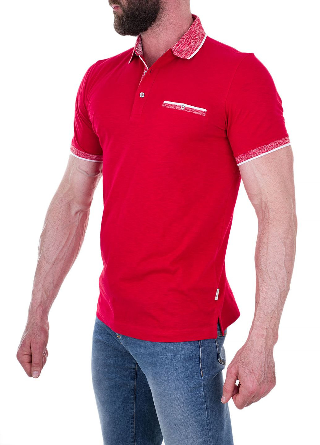 Красная футболка-поло для мужчин Bugatti однотонная