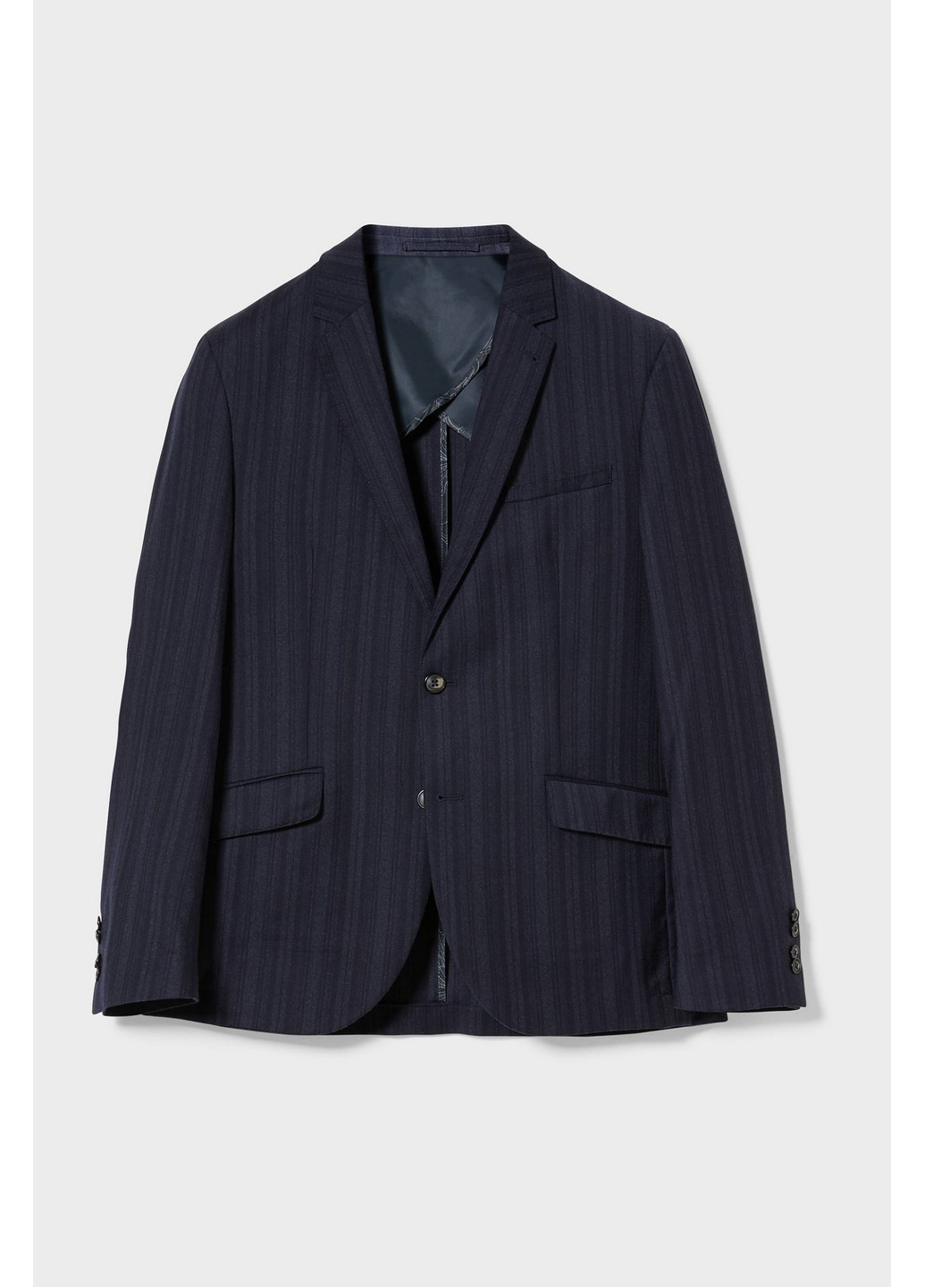 Пиджак C&A полоска тёмно-синий деловой шерсть