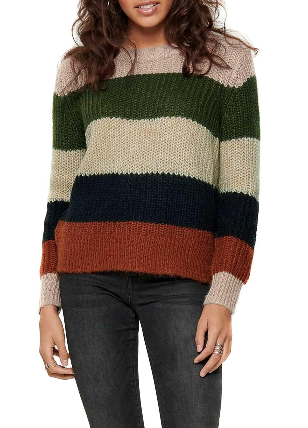 Комбинированный зимний свитер джемпер Only