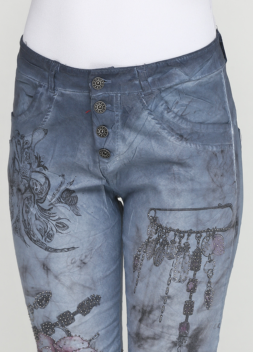 Серо-голубые джинсовые демисезонные брюки AD