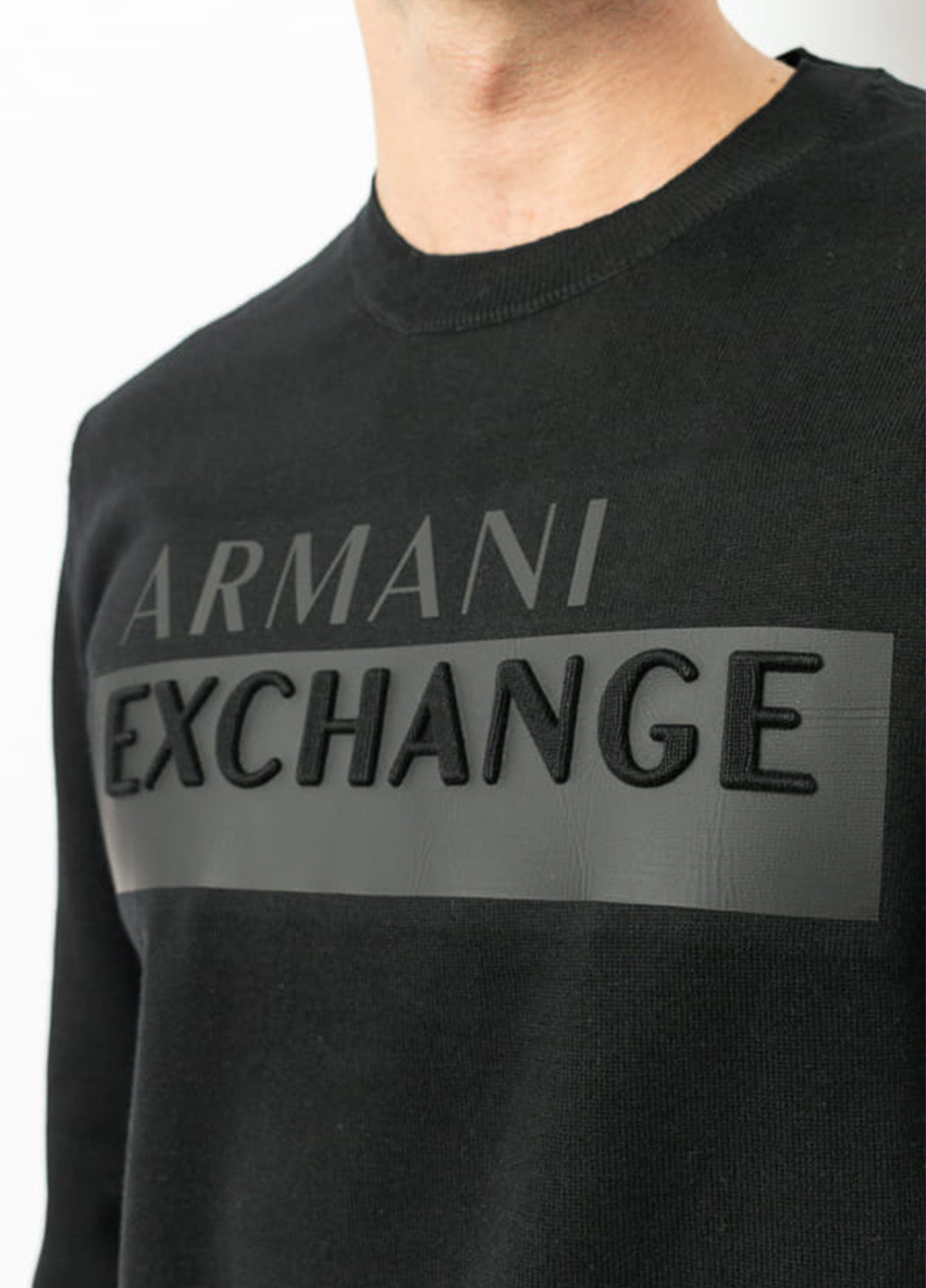 Світшот Armani Exchange - Прямий крій напис чорний кежуал бавовна - (259577941)
