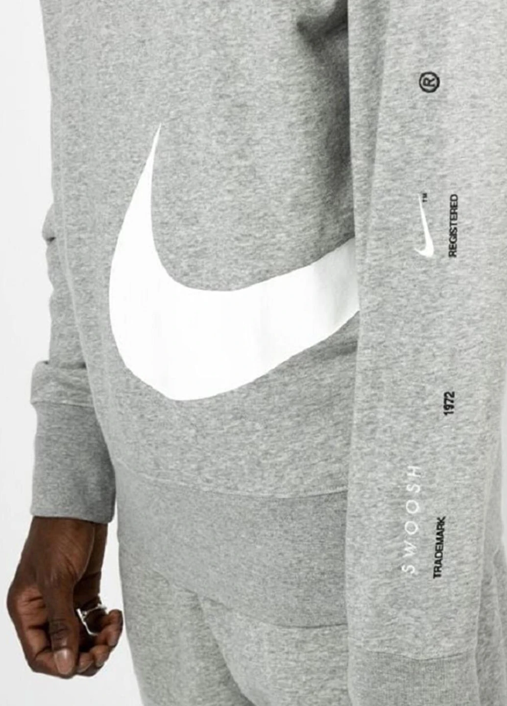 Серый свитшот dr8995-063 Nike меланж без декора (319353183)