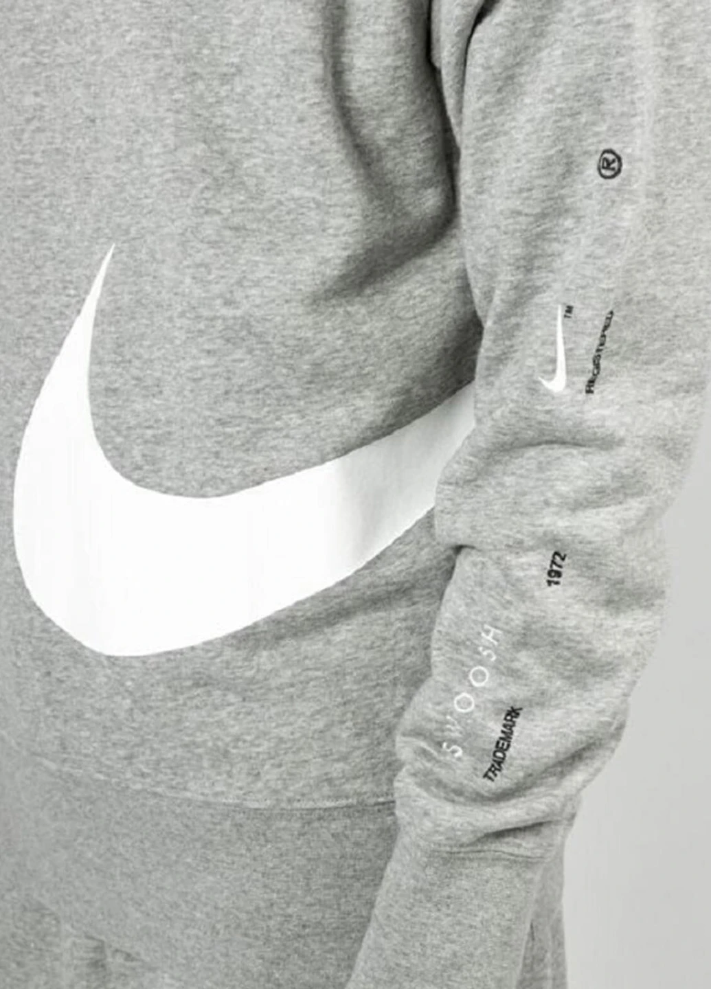 Серый свитшот dr8995-063 Nike меланж без декора (319353183)