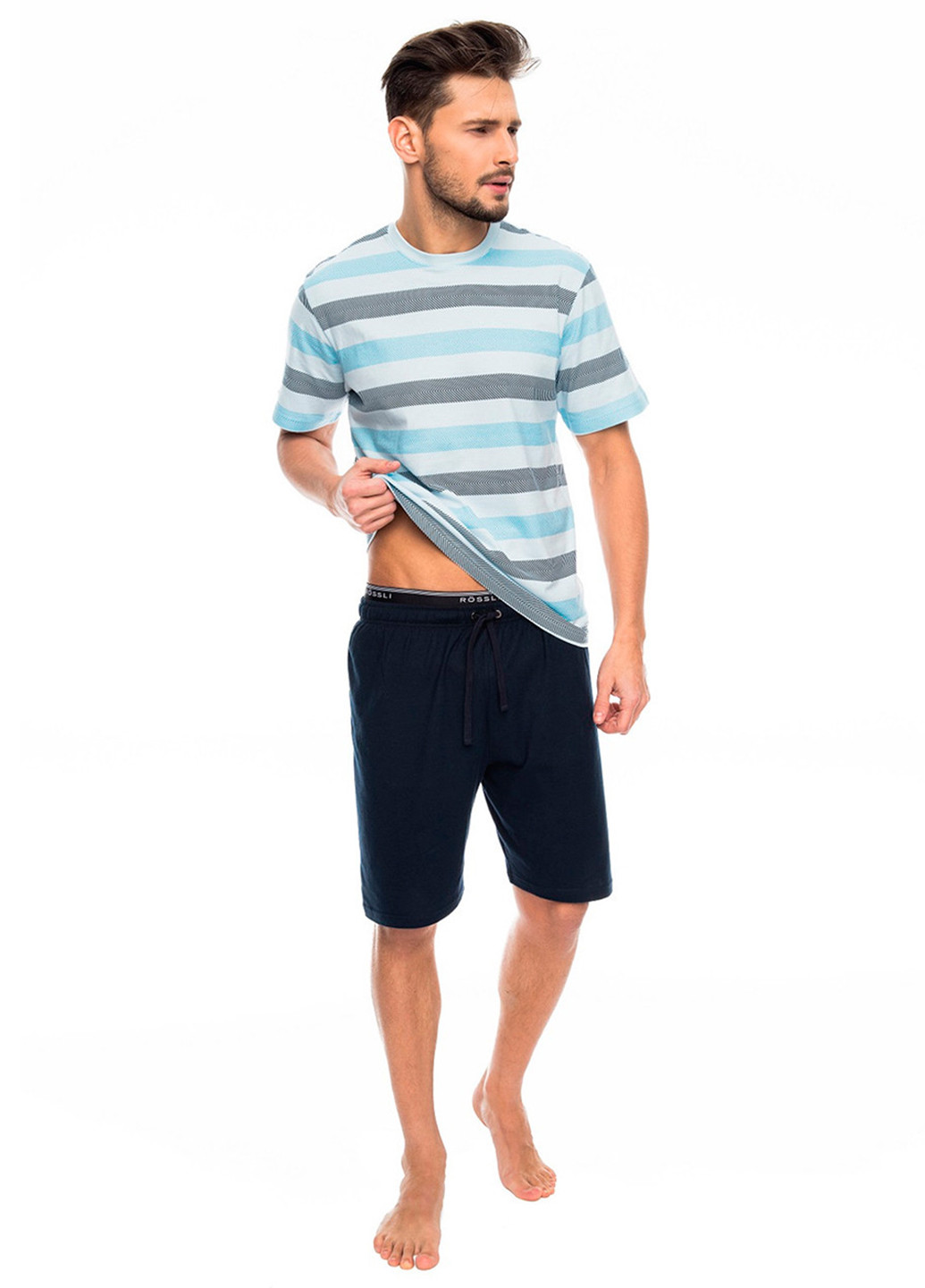 Блакитний демісезонний комплект (футболка, шорти) Rossli