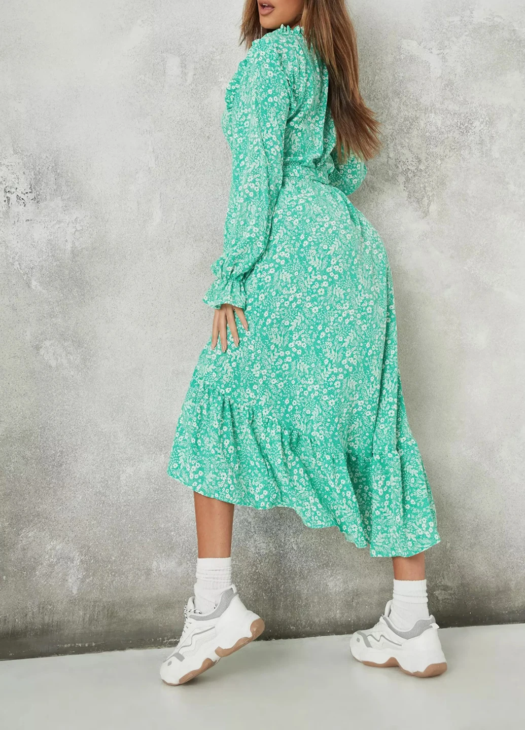 Зелена кежуал плаття, сукня Missguided з квітковим принтом