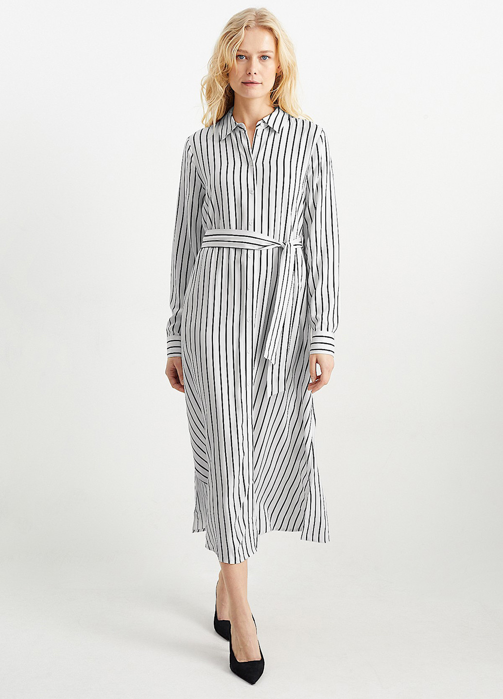 Білий кежуал сукня сукня-сорочка C&A в смужку