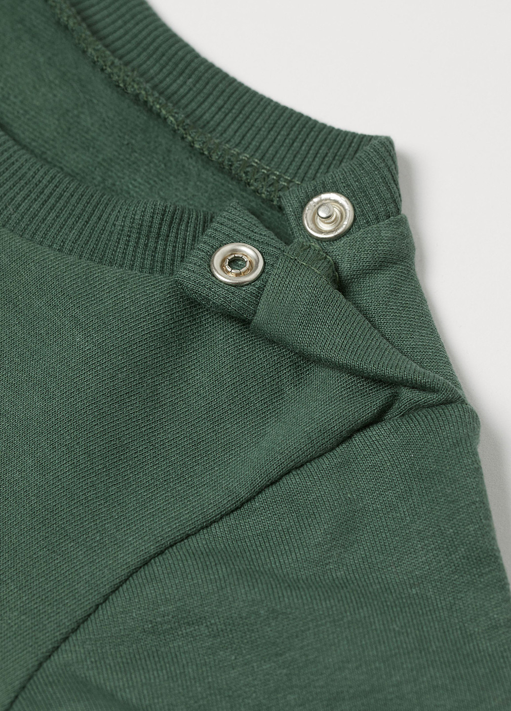H&M свитшот однотонный темно-зеленый кэжуал хлопок