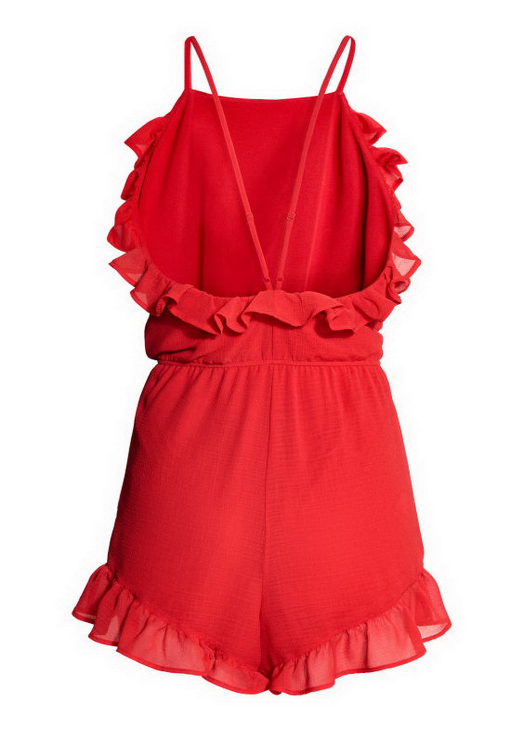 Комбинезон H&M комбинезон-шорты однотонный красный кэжуал полиэстер