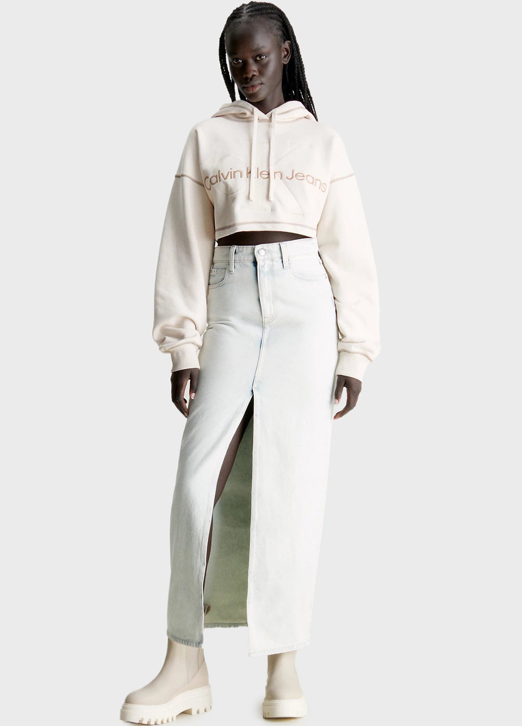 Голубая кэжуал, джинсовая однотонная юбка Calvin Klein Jeans