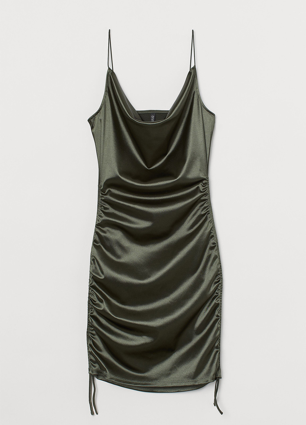 Оливковое (хаки) кэжуал платье платье-комбинация H&M однотонное