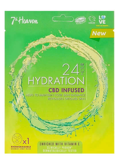 Зволожувальна тканинна маска для обличчя 24H Hydration CBD Infusion Sheet Mask 7th Heaven (250117236)