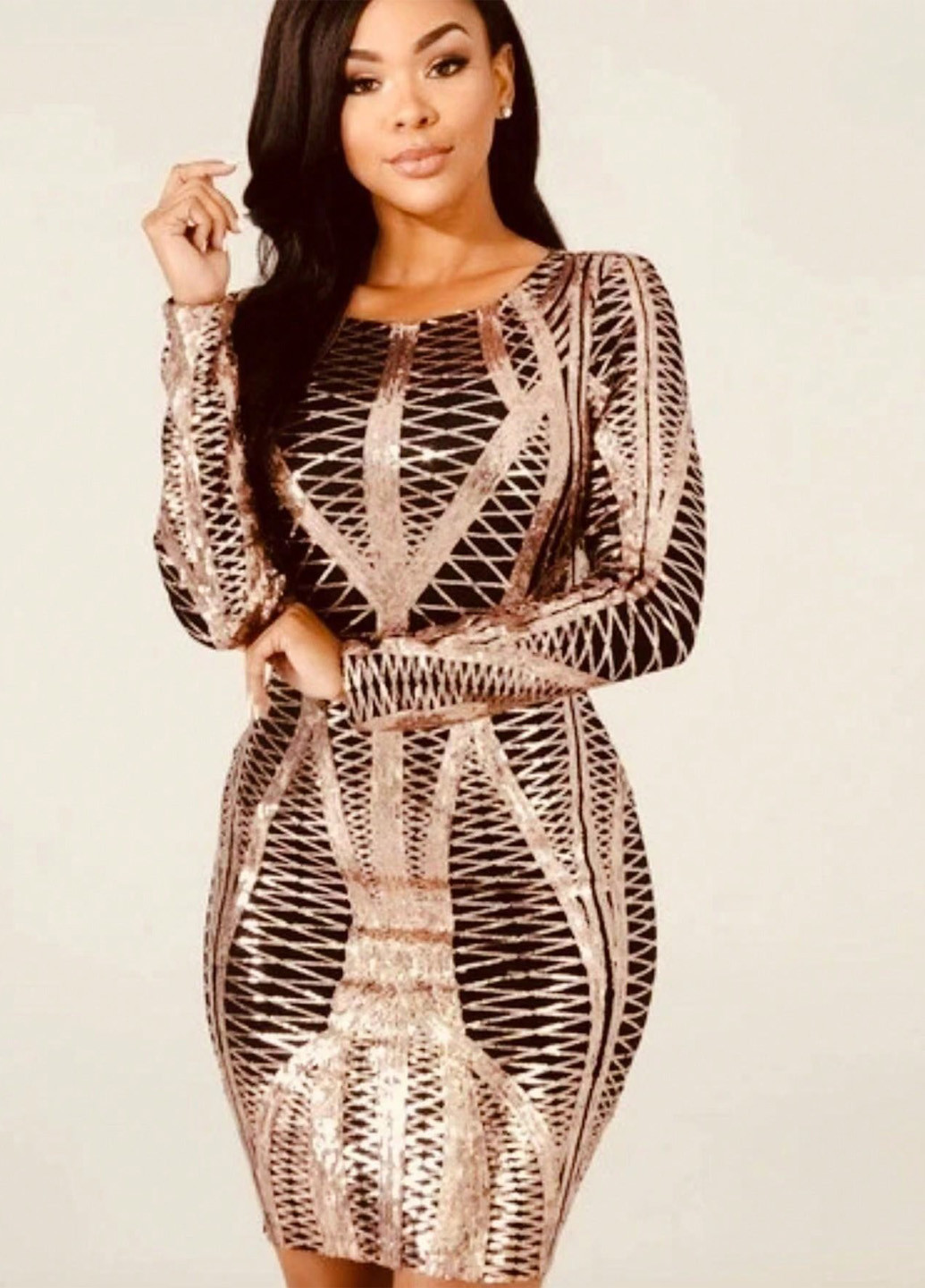 Золотистий кежуал сукня футляр SHEIN з геометричним візерунком