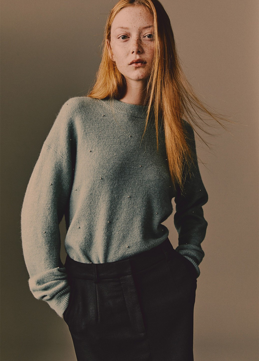 Серо-зеленый зимний джемпер джемпер H&M