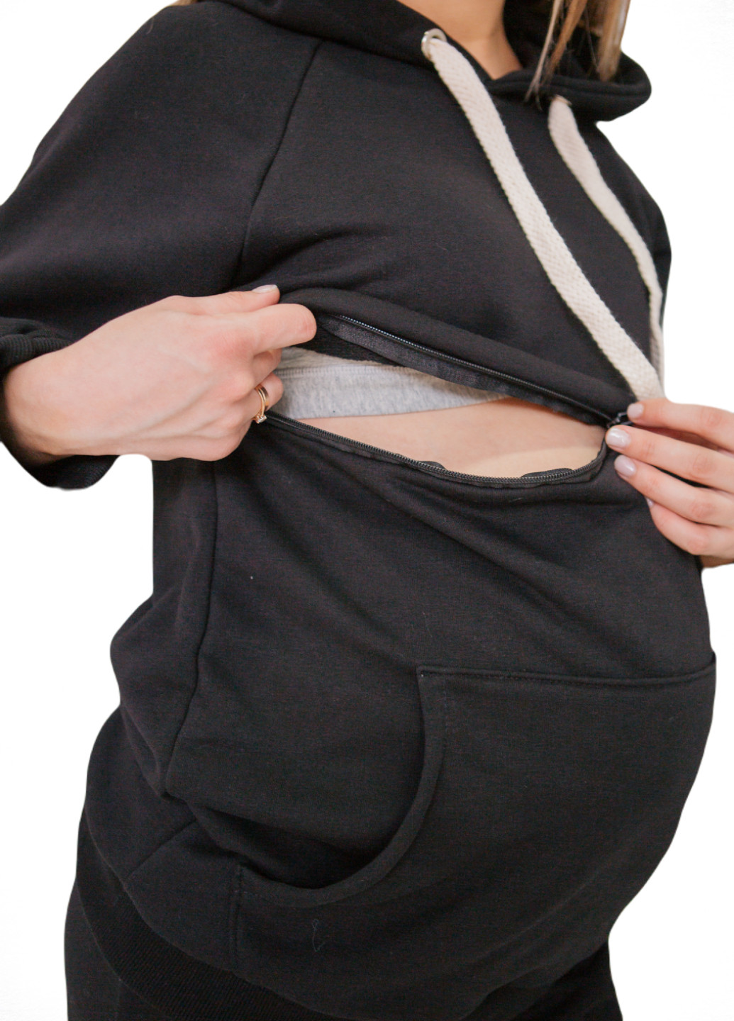 В-999670201 Спортивный костюм для беременных и кормящих мам с секретом для кормления Черный HN (222555185)