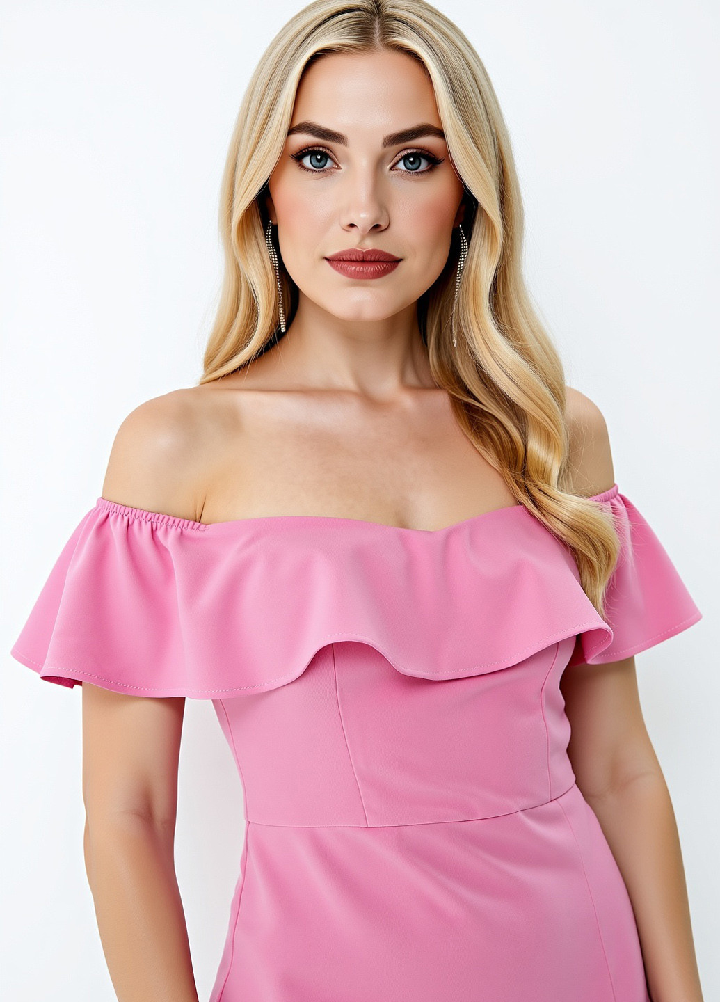 Розовое вечернее, кэжуал платье футляр Mohito однотонное