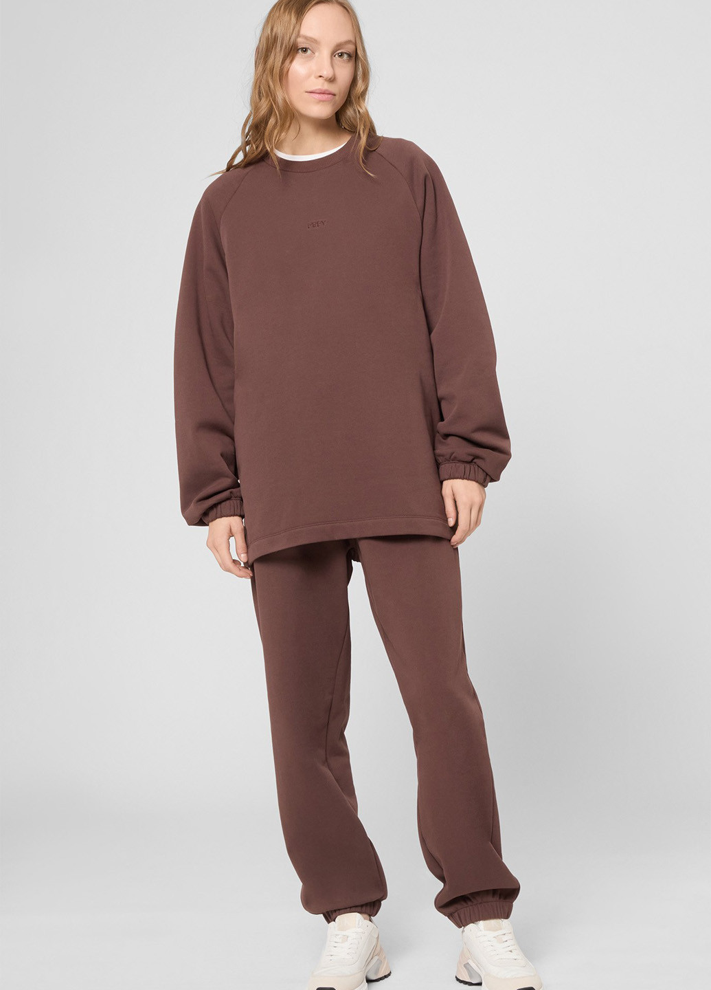 Коричневый свитшот PRPY однотонный вышивка (366431586)