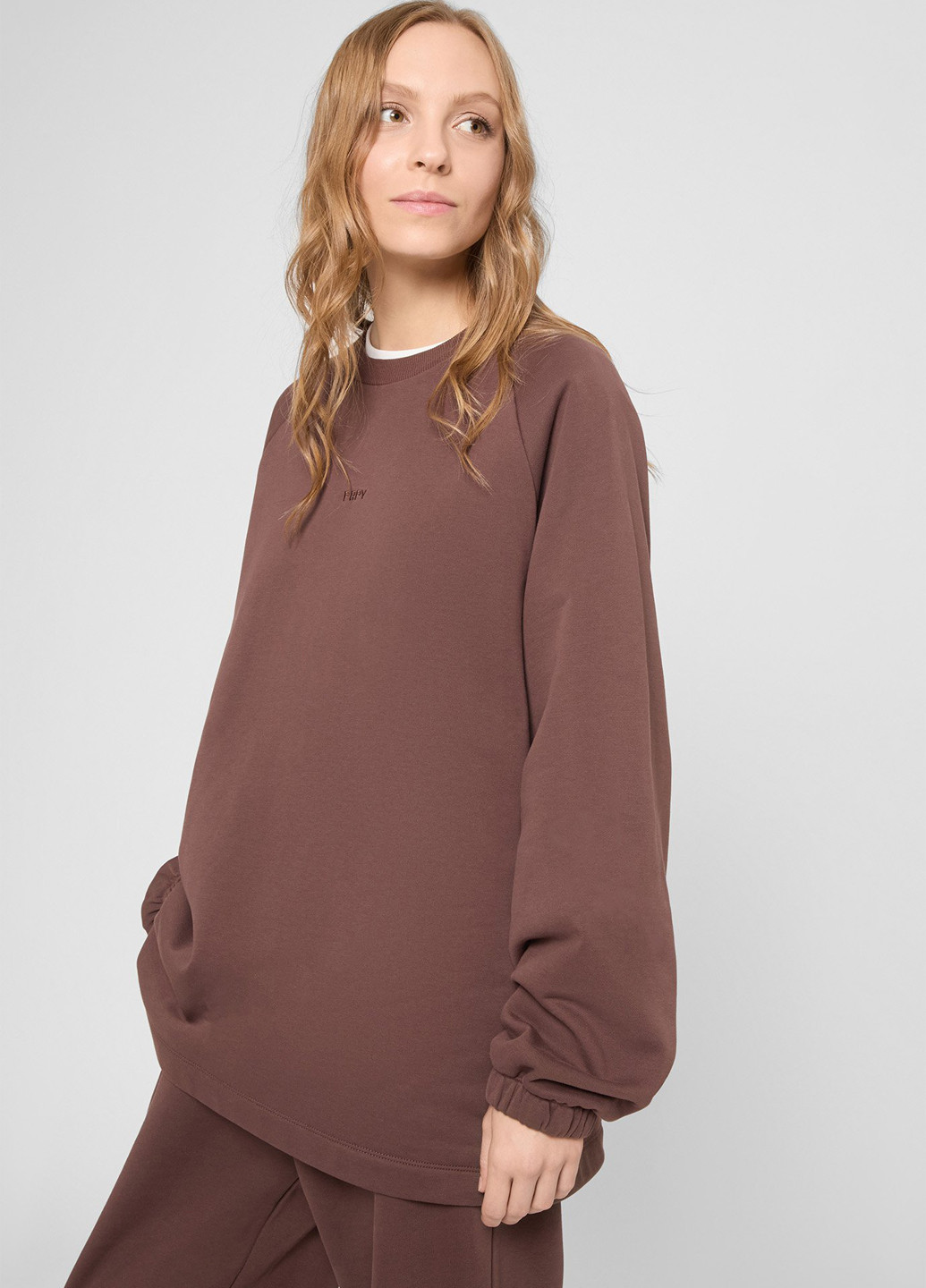 Коричневый свитшот PRPY однотонный вышивка (366431586)