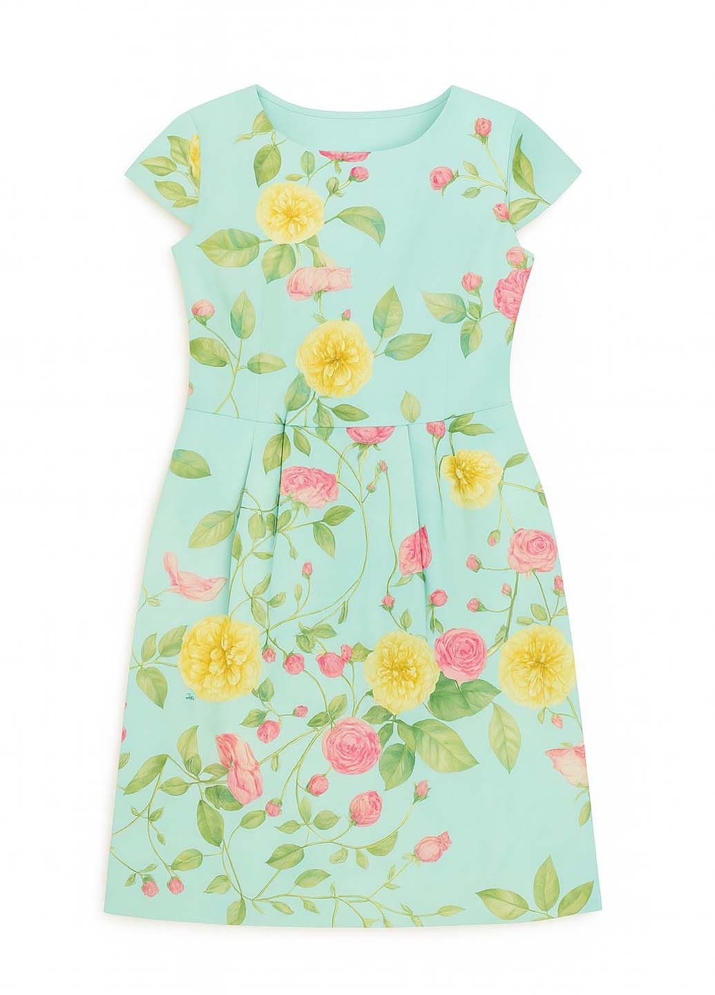 М'ятна кежуал сукня а-силует Sassofono з квітковим принтом