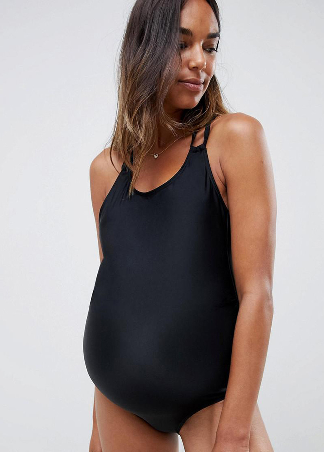 Черный летний купальник для беременных слитный Mamalicious
