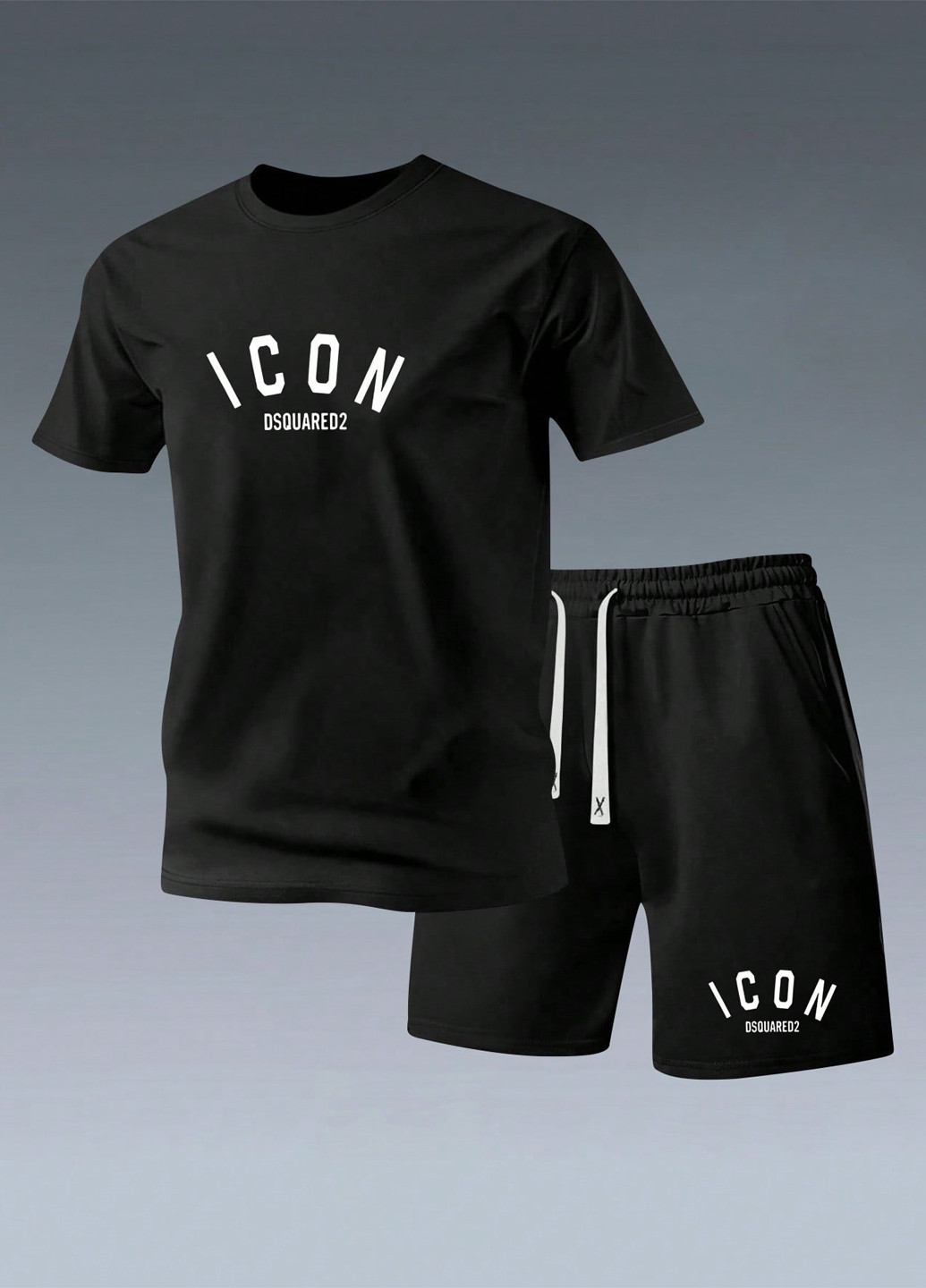 Чорний літній костюм (футболка, шорти) з шортами SHEIN