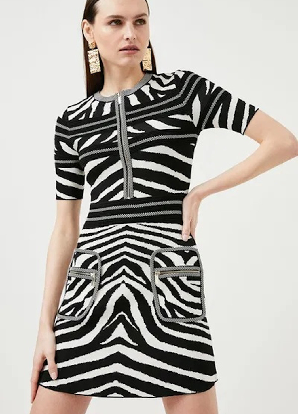Черно-белое кэжуал платье силуэтная Karen Millen зебра