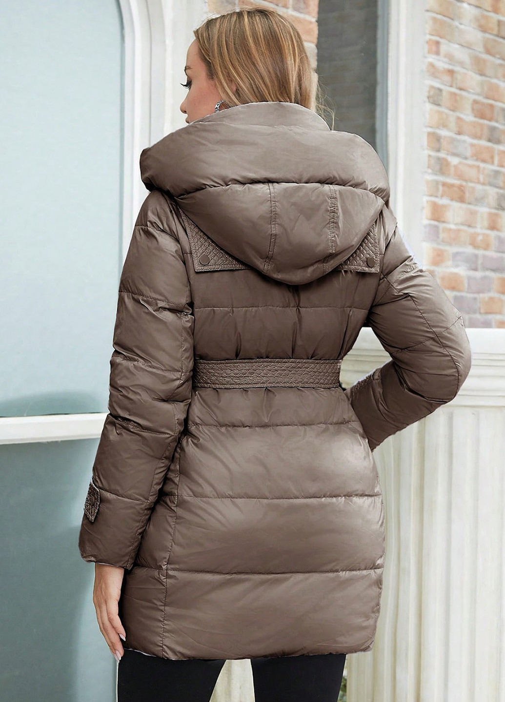 Серо-бежевая зимняя куртка SHEIN