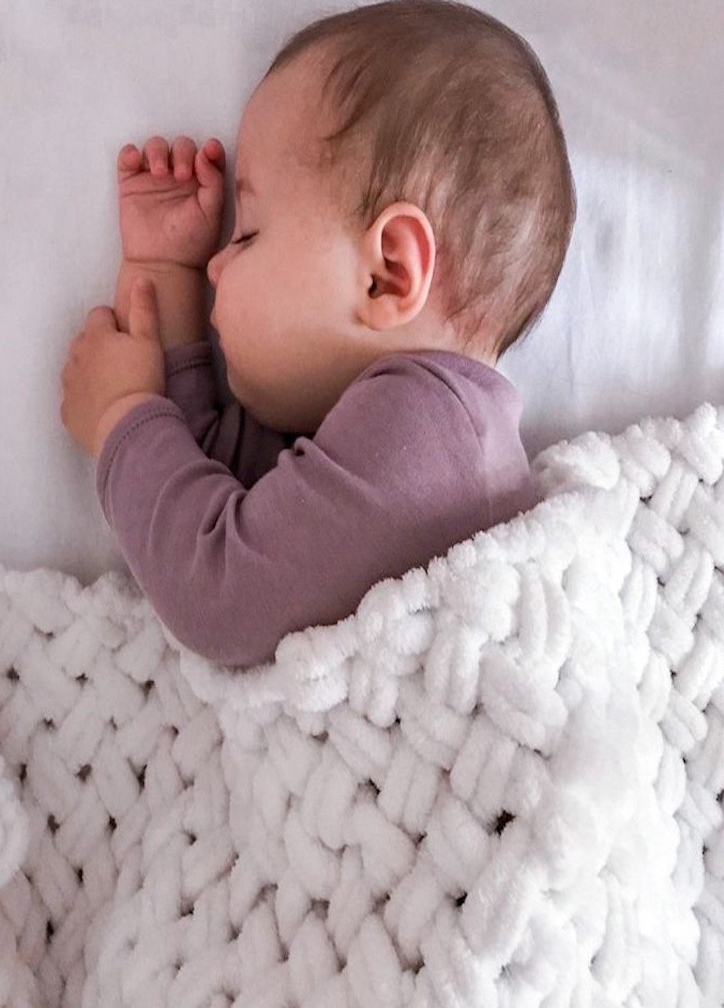 Детский вязаный плюшевый плед в кроватку коляску для новорожденного малыша, 240*220 см Lukoshkino (252913768)