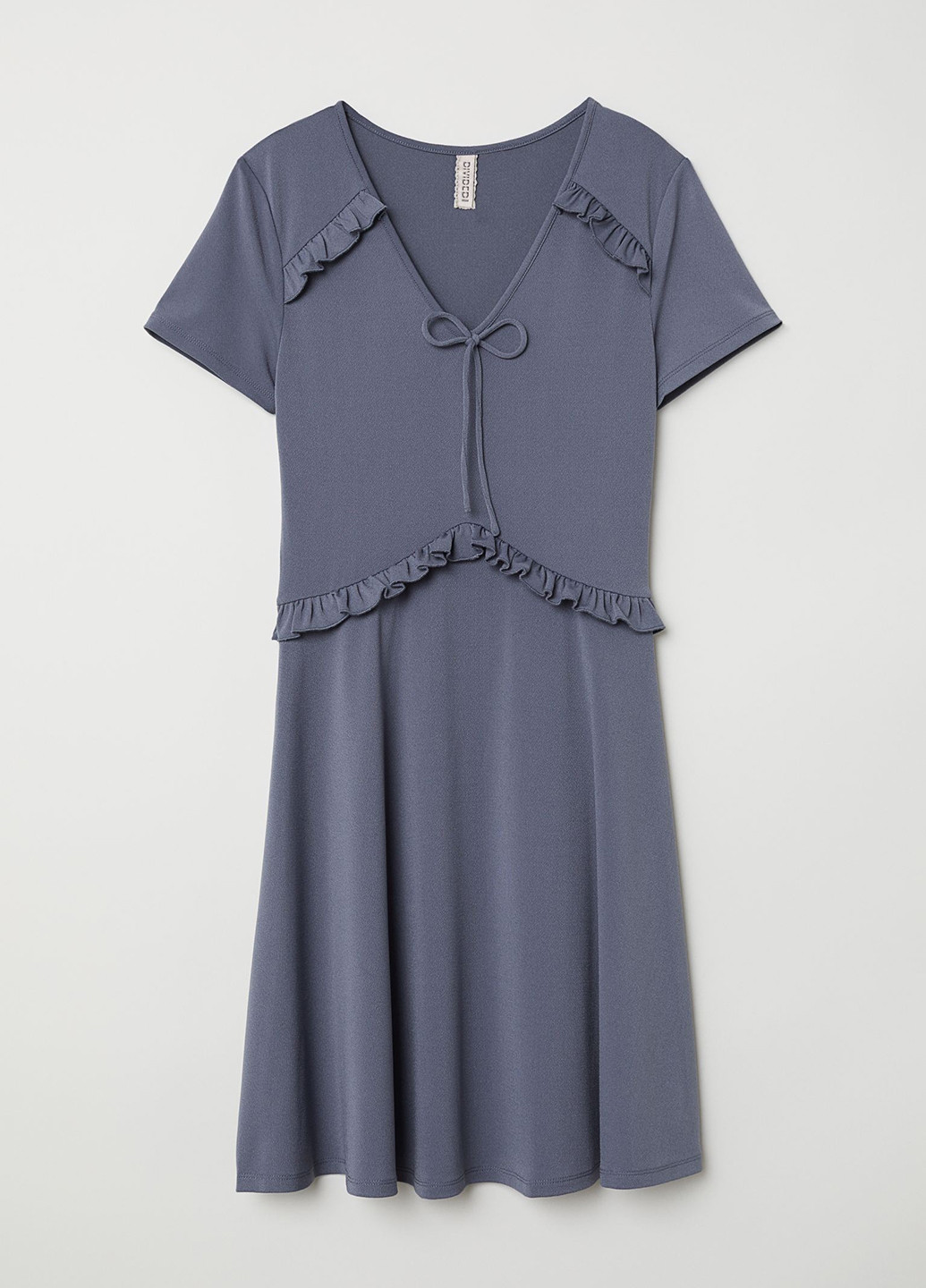 Серо-синее кэжуал платье клеш H&M однотонное
