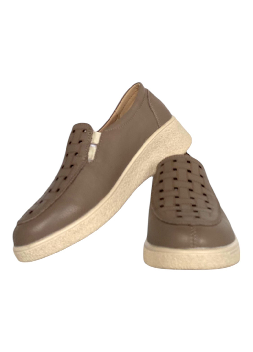 Кофейные слипоны Meego с перфорацией однотонные