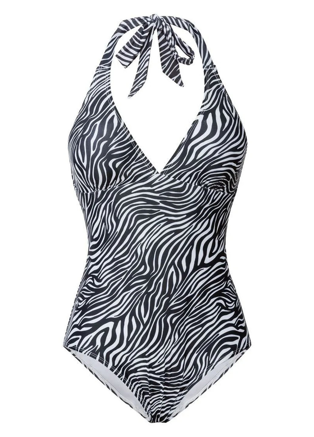 Чорно-білий літній купальник суцільний, халтер Esmara