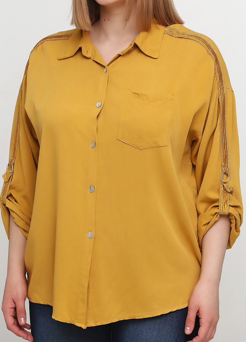 Желтая кэжуал рубашка однотонная New Collection