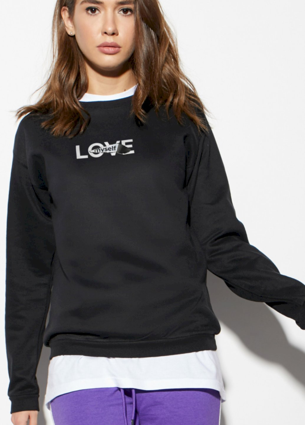 Чорний світшот жіночий /no flis/ YAPPI малюнок (251467745)