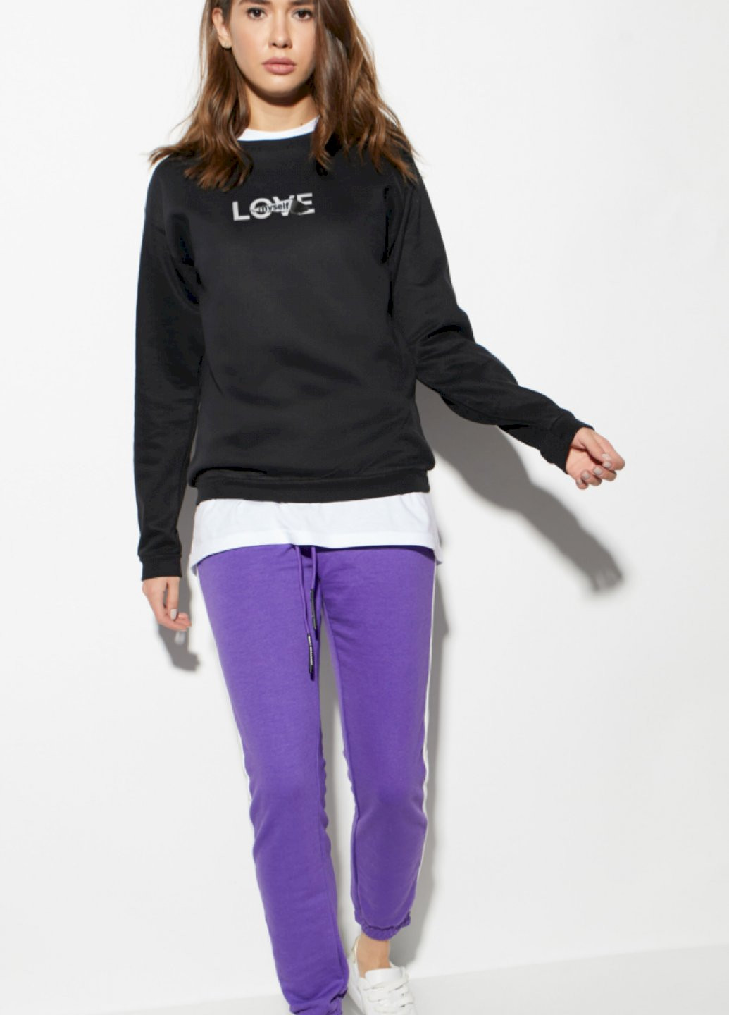 Чорний світшот жіночий /no flis/ YAPPI малюнок (251467745)