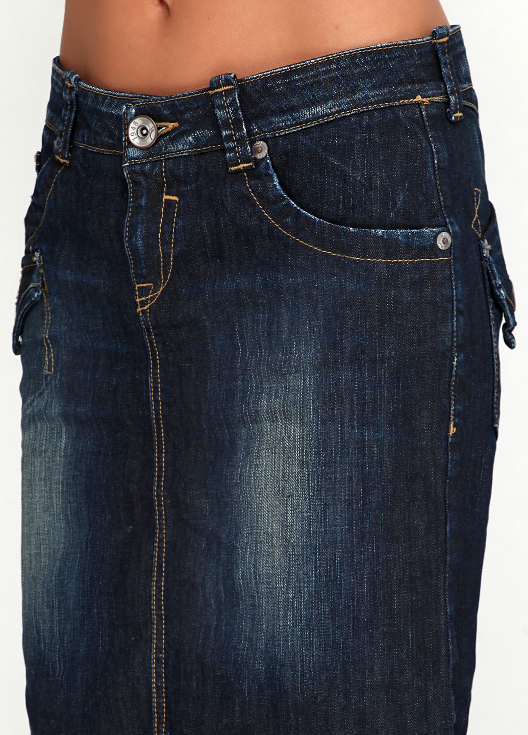 Темно-синяя джинсовая градиентной расцветки юбка LTB