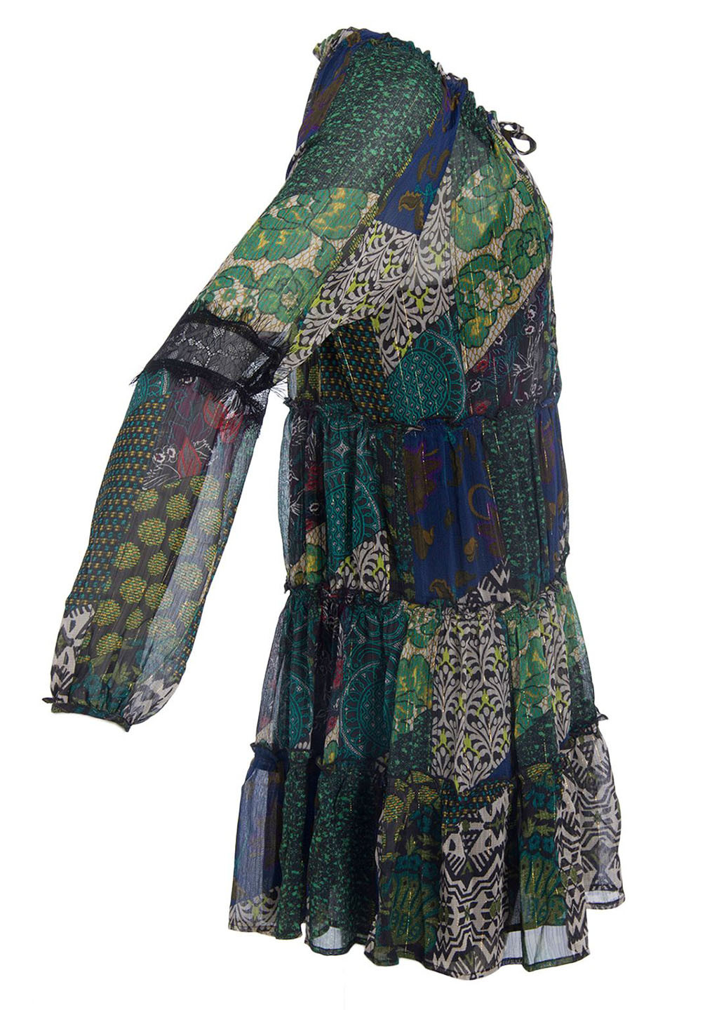 Зеленое кэжуал платье с длинным рукавом Desigual с рисунком