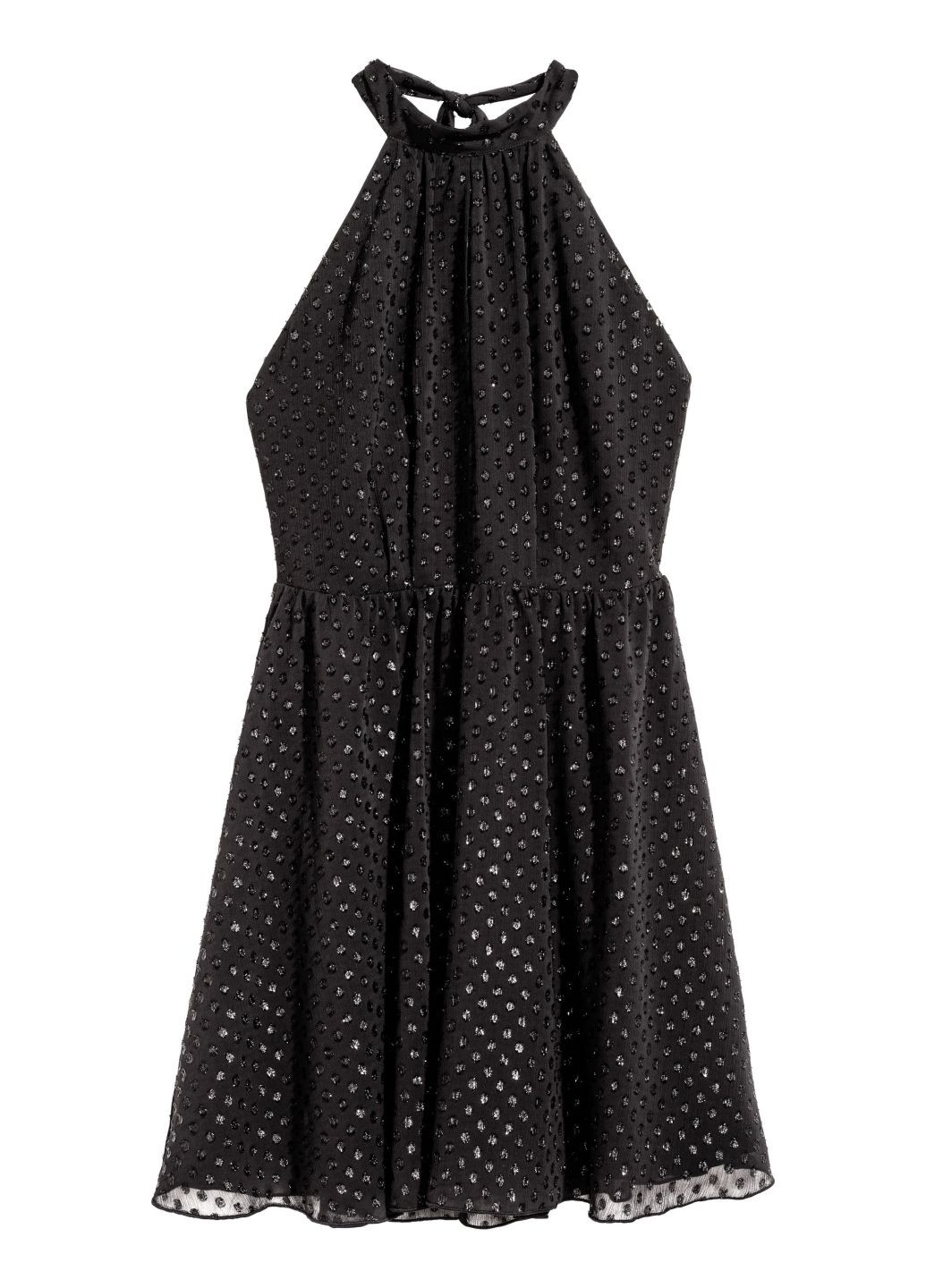 Черное коктейльное платье а-силуэт H&M с рисунком