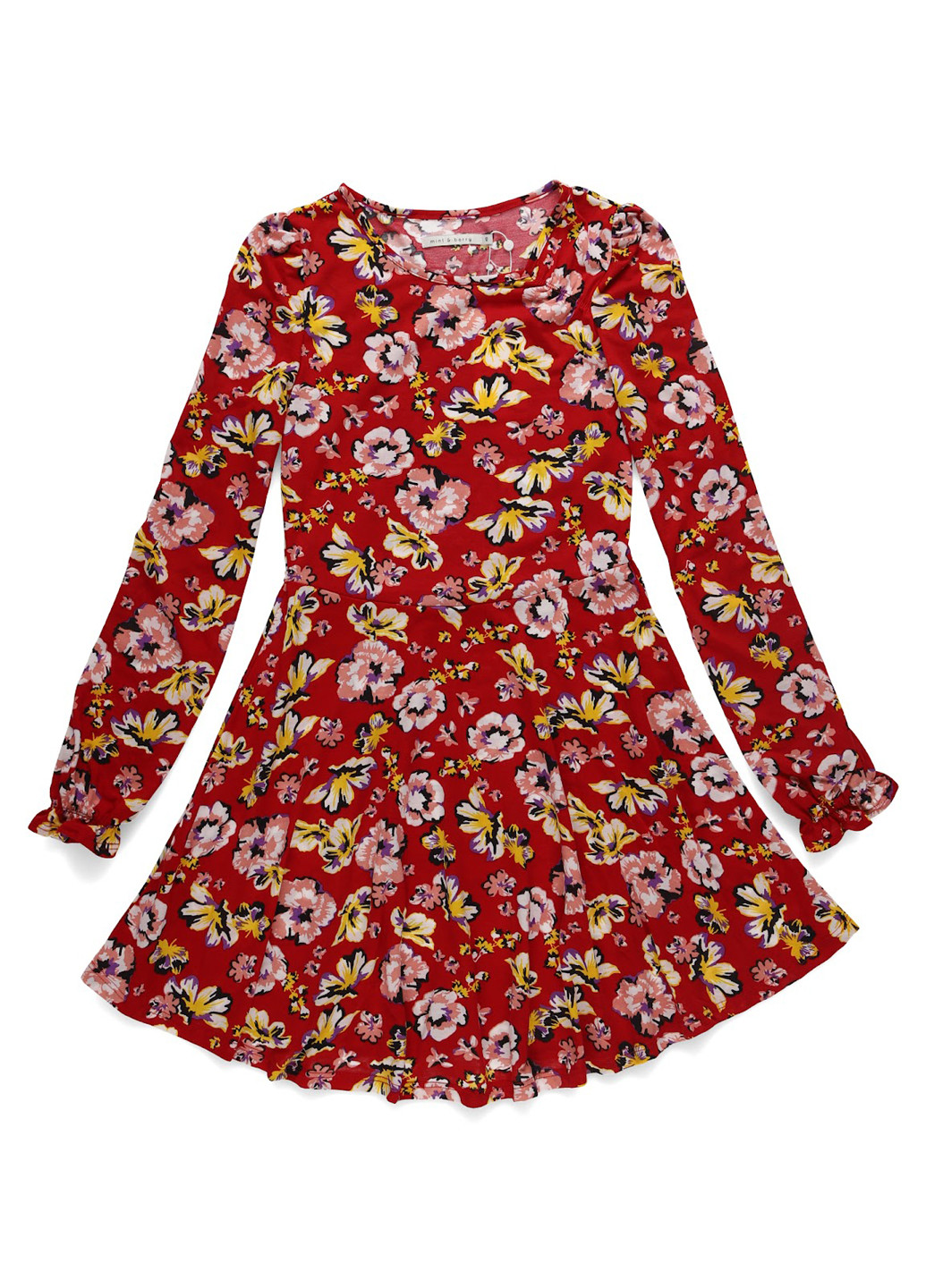 Червона кежуал сукня кльош MINT&BERRY з квітковим принтом